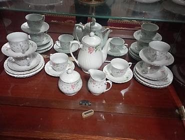 камни декор: Фарфоровый чайный сервиз с цветочным декором - Материал: тонкий — 3