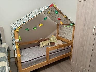 детский ярус: Детская кровать с каркасом в виде домика и тканевым навесом-расцветки — 8