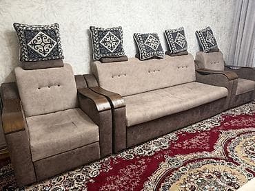 румынская стенка: Комплект мягкой мебели, Б/у, Самовывоз, цвет - Коричневый — 2