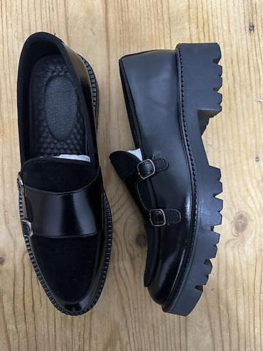 pull and beer: Лоферы на массивной подошве, черные - Материал верха: гладкая экокожа — 2