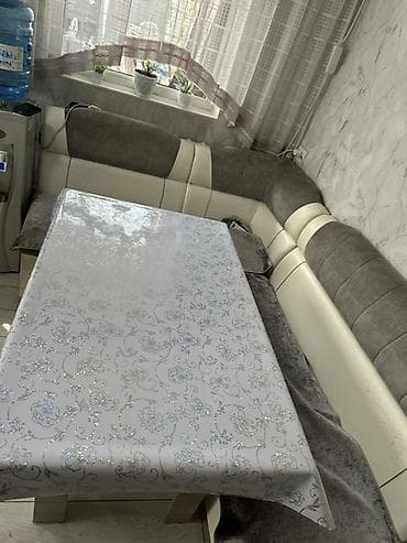 стол стул для дачи: Кухонный мягкий уголок, ЛДСП, цвет - Серый — 1