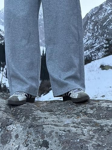 Шымдар: Серые спортивные брюки свободного кроя - Цвет: меланжевый серый - — 9