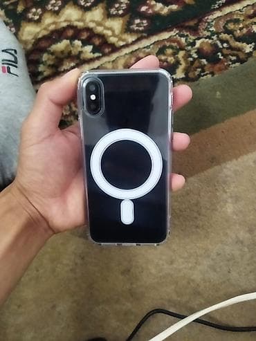 IPhone X, Б/у, 64 ГБ, Space Gray, Чехол