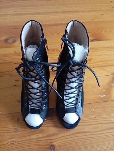 черные ботильоны на каблуке: Женские ботильоны на шпильке - Цвет: черный - Дизайн: комбинированный — 3