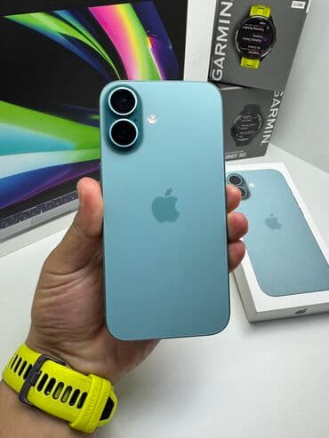 IPhone 16, Б/у, 128 ГБ, Зарядное устройство, Защитное стекло, Чехол, В рассрочку, 100 %