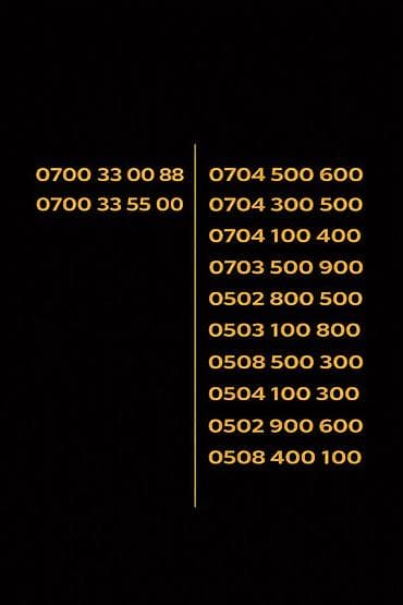симкарта: 0704 500 600-3000сом 0703 500 900-3000сом 0704 300 500 -3000сом 0508 — 1