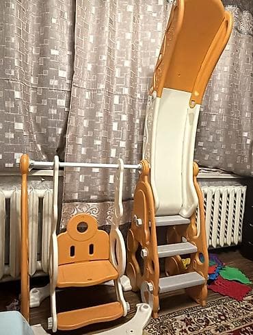 Детский мир: Детский игровой комплекс для дома: горка + качели - Компактный 3-в-1 — 1