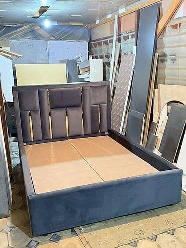 Двуспальные кровати: Двуспальная кровать, Новый, С мягким изголовьем, длина - 2000 см — 5