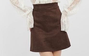 шорты лосины: Юбка, Модель юбки: Прямая, Мини, Высокая талия, С вырезом — 9