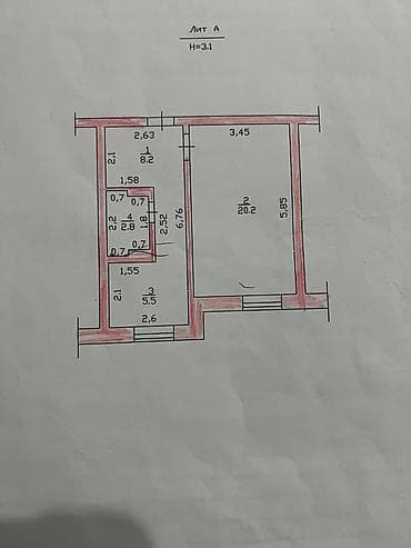 1 комната, 36 м², Индивидуалка, 3 этаж — 9