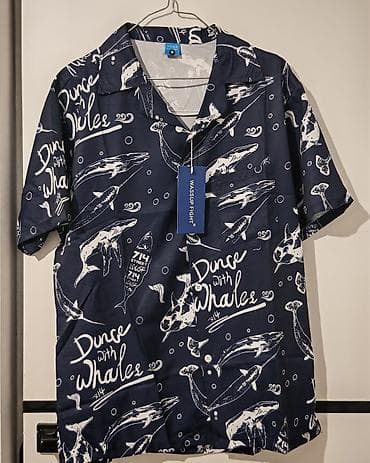 bull print: Мужская рубашка, M, Марко, Новый, цвет - Синий, Самовывоз — 4