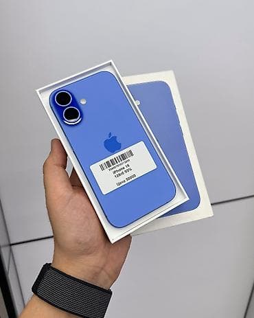 iphone 5a: IPhone 16, Б/у, 128 ГБ, Синий, Защитное стекло, Чехол, Коробка, В рассрочку, 93 % — 6