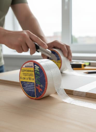 мир инструмента | надежный инструмент оптом в кыргызстане бишкек бишкек: Серпянка "Мека+" – это самоклеящаяся стеклотканевая лента размером 8 — 1