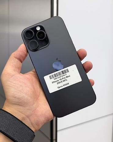 Техника и электроника: IPhone 16 Pro Max, Б/у, 256 ГБ, Black Titanium, Защитное стекло, Чехол, В рассрочку, 96 % — 1