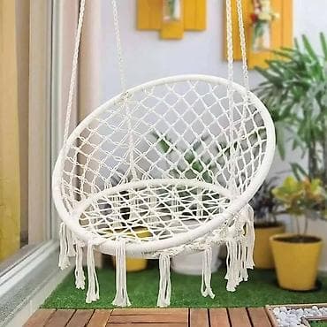 плетенные: Подвесное кресло-гамак макраме (круглая форма) - Тип: подвесное — 1