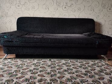 диван черный: Раскладной диван, Б/у — 1