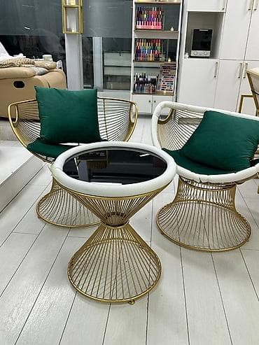 стол и стул: Комплект мягкой мебели, Новый, Платная доставка, Самовывоз, цвет - Золотой — 2