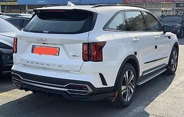 реплика мото: Юбка заднего бампера Kia, 2022 г., цвет - Черный, Б/у — 2
