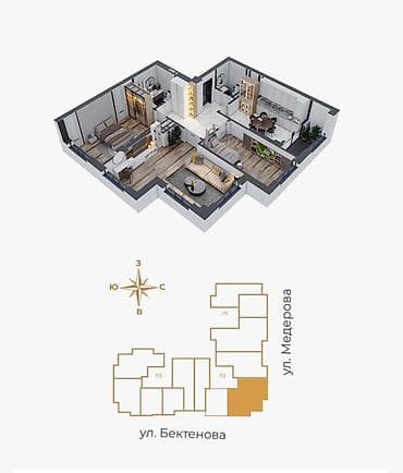Продажа квартир: 3 комнаты, 102 м², Элитка, 12 этаж, Готовая ПСО (под самоотделку) — 4
