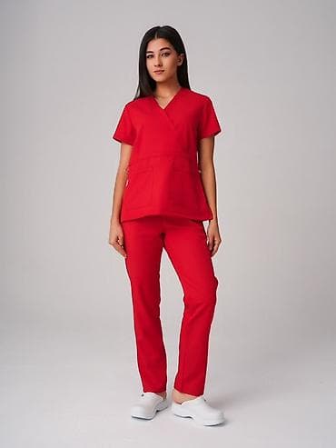 Ингаляторлор, небулайзерлер: Женский медицинский комплект (топ + брюки) - Фасон: кимоно с запахом — 8