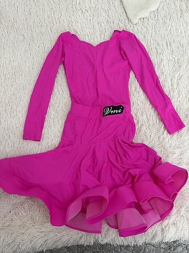 танцевальные платье: Платье для спортивно-бальных танцев Цвет - Яркий фуксия Размер - 140 — 2