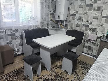 кухеный уголок: Кухонный мягкий уголок, Б/у, ЛДСП, цвет - Серый — 1