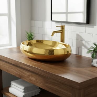 столешницы в ванную на заказ: Ванна үчүн раковина, Тегерек формасы, Материалы: Керамика, Өлчөмү: 60 x 40 см — 1