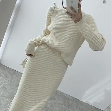 манишки: Костюм с юбкой, Модель юбки: Прямая, Макси, Кофта, Стандарт — 2