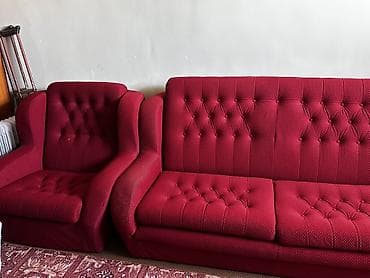диван релакс: Комплект мягкой мебели, Б/у, Самовывоз, цвет - Красный — 2