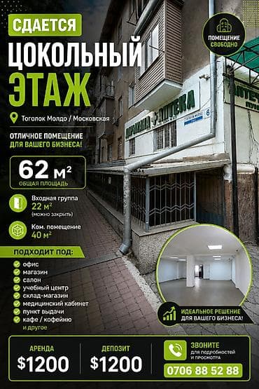 московская белинка: Сдается цокольный этаж 62 м² Входная группа 22м2 (можно закрыть) Ком — 1