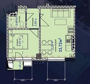Недвижимость: 2 комнаты, 34 м², Элитка, 2 этаж, Готовая ПСО (под самоотделку) — 2
