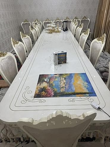 Стол и стул для зала, цвет - Белый