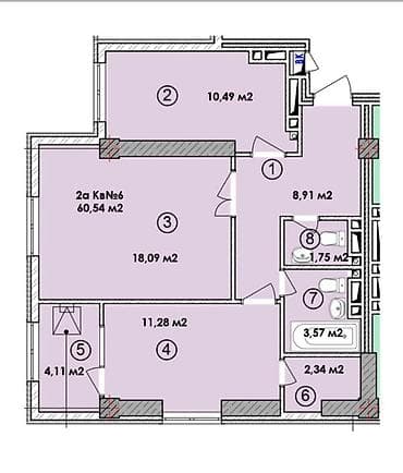 nova city: 2 комнаты, 59 м², Элитка, 12 этаж, Готовая ПСО (под самоотделку) — 1