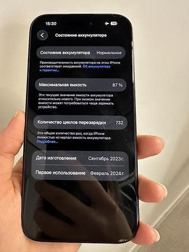 apple iphone: IPhone 15, Б/у, Черный, 87 % — 3