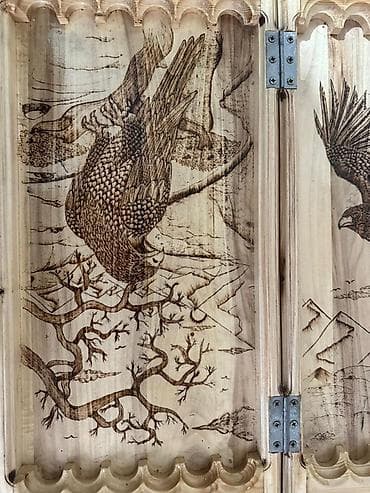 ручные нарды: Деревянные нарды ручной работы с орнаментом «Орёл» - Материал: массив — 1