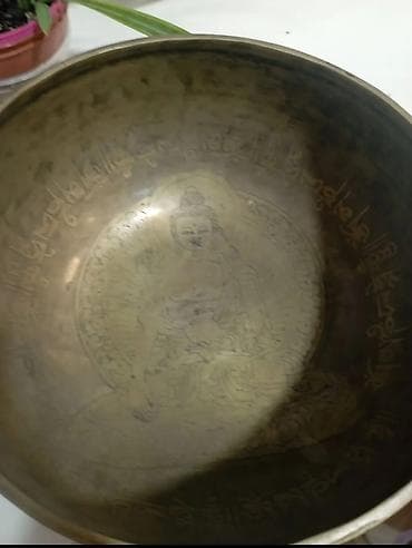 Музыкалык аспаптар: Певческая (тибетская) чаша с гравировкой - Материал: металл — 4