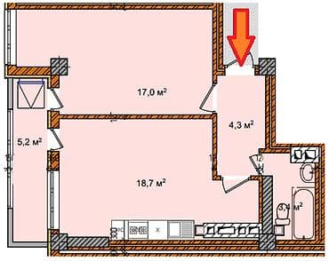 1 комната, 49 м², 6 этаж, ПСО (под самоотделку) — 3