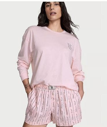 Баш кийимдер: Домашний комплект: лонгслив и шорты - Стиль: уютный домашний/ночной — 2