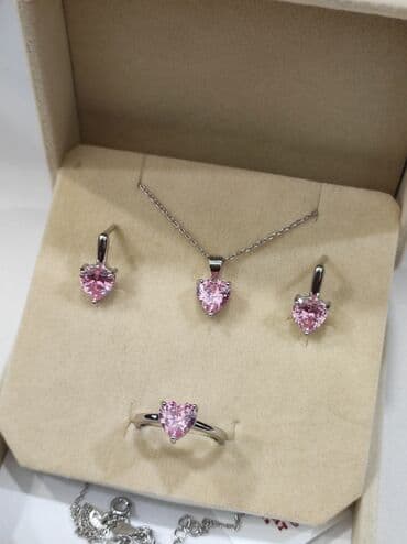 свадебное платье для высокой невесты: Серебряный Набор + Цепочка Сердечка Серебро 925 пробы Размеры — 1