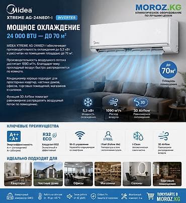 eer: Сплит-система, Midea, Новый, 50-70 м², Инверторный — 2