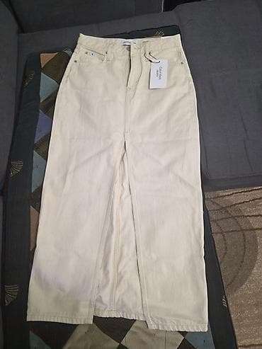 dime jeans: Юбка, Модель юбки: Прямая, Макси, Джинс, По талии, С вырезом — 2