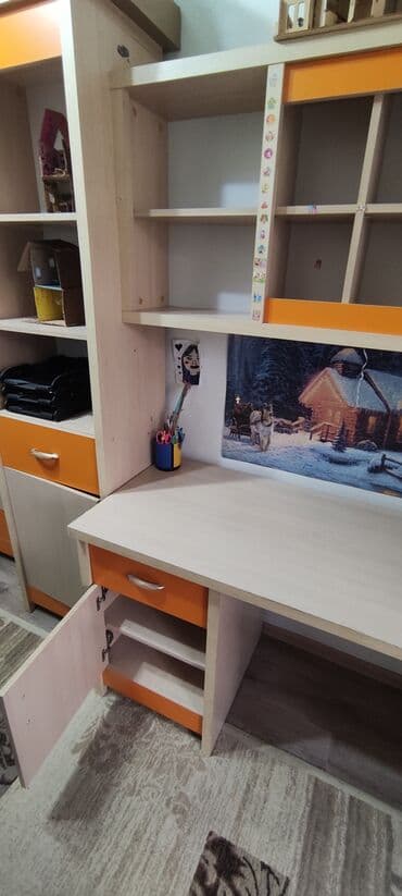 доска для учобы: Детский модульный набор мебели: рабочая зона с шкафами + платяной шкаф — 6