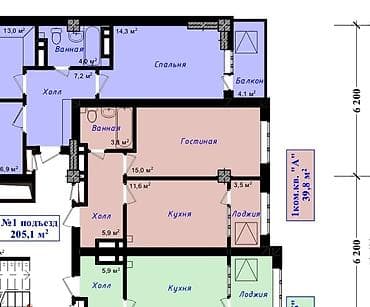 1 комната, 40 м², Индивидуалка, 6 этаж, Готовая ПСО (под самоотделку)