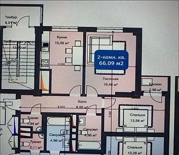 2 комнаты, 66 м², Элитка, 12 этаж, Дизайнерский ремонт