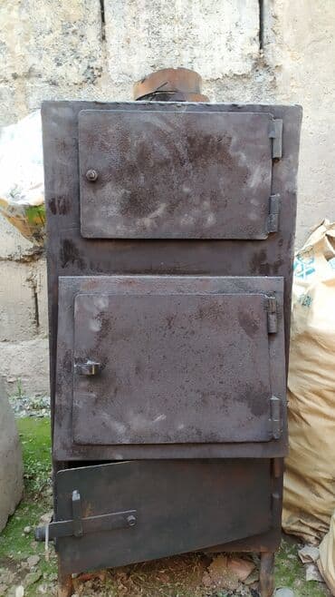 отопительные газовые котлы: Твердотопливная печь-камин (самодельная, стальная) - Прямоугольный — 1