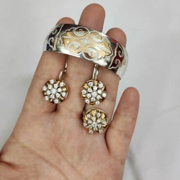 набор пандора: Серебряный Комплект+ Билерик, Браслет Серебро + золото 925/ пробы Цена — 7