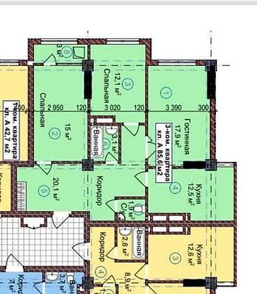 продам недвижимость: 3 комнаты, 86 м², Элитка, 10 этаж, Готовая ПСО (под самоотделку) — 2
