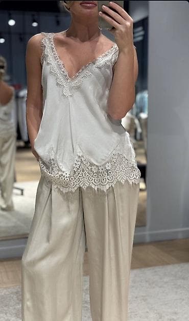 туника коттон: Атласный топ-майка с кружевом - Материал 100% вискоза, заказывала с — 2