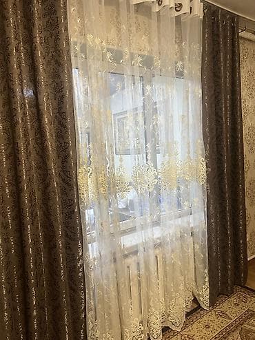Текстиль: Комплект штор, Жаккард, С тюлем в комплекте, Готовое изделие, Новый, Для зала — 4