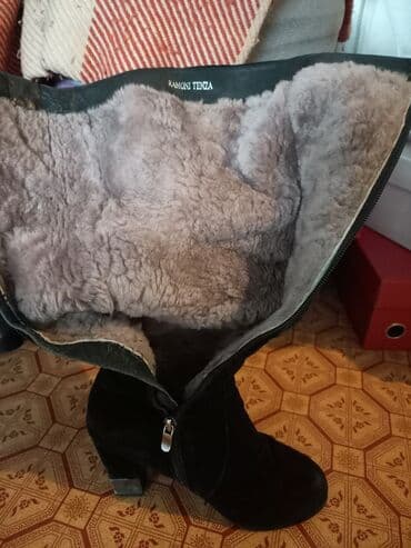 сапоги из натурального меха и кожи: Зимние сапоги 37-размер, Турция, натуральная замша, без дефектов — 3